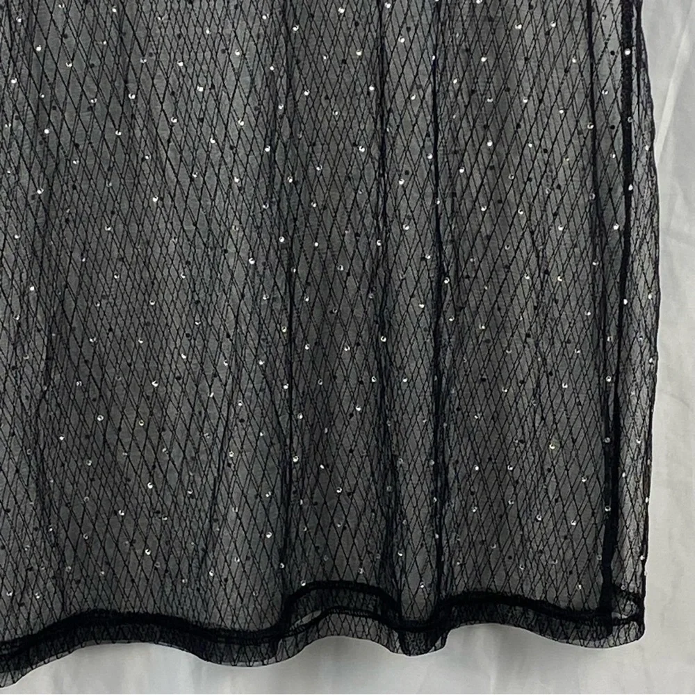 Fashion Nova Black Sheer Short Sleeve Dress with Silver Accents Size Medium - Picture 15 of 16